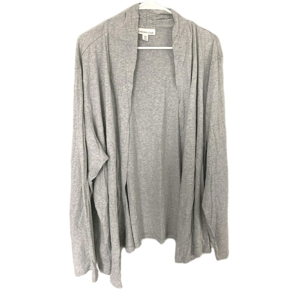 Coldwater Creek Cardigan Sweater Women 3X Gray Open Jersey Knit Cott/Modal NWT